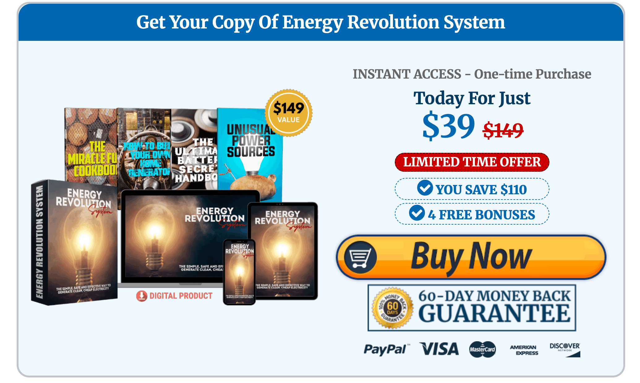 Energy Revolution System pricing and buy button